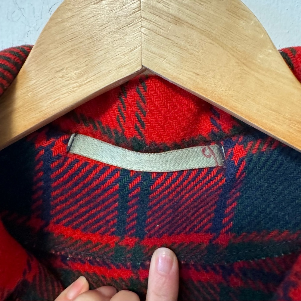 Vintage Robertson Tartan Wool Poncho Red Plaid‎ Blanket Fringe Cape Shawl Coat - Picture 9 of 13